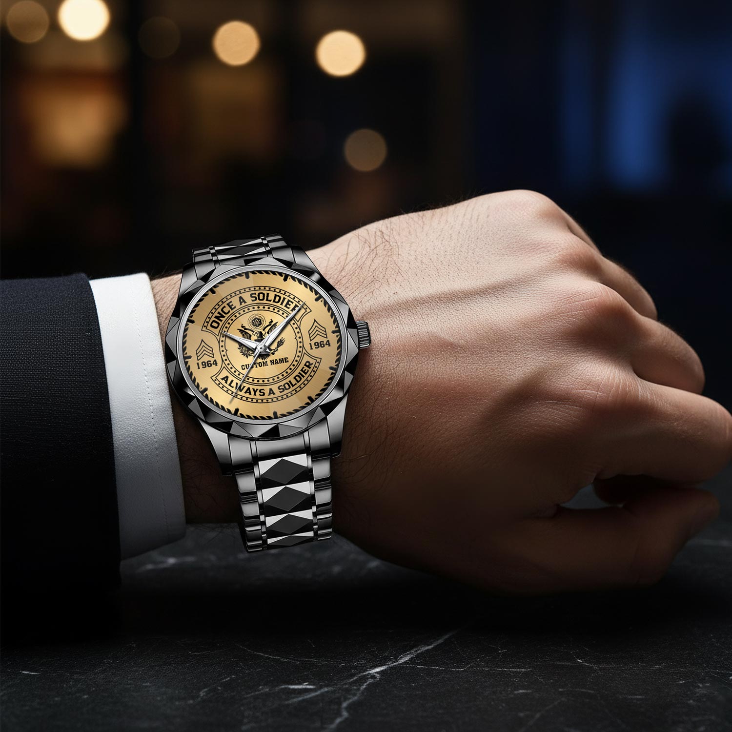 US Army, O 5 Army Lieutenant Colonel - Diamond-Cut Bezel Watch - Image 8