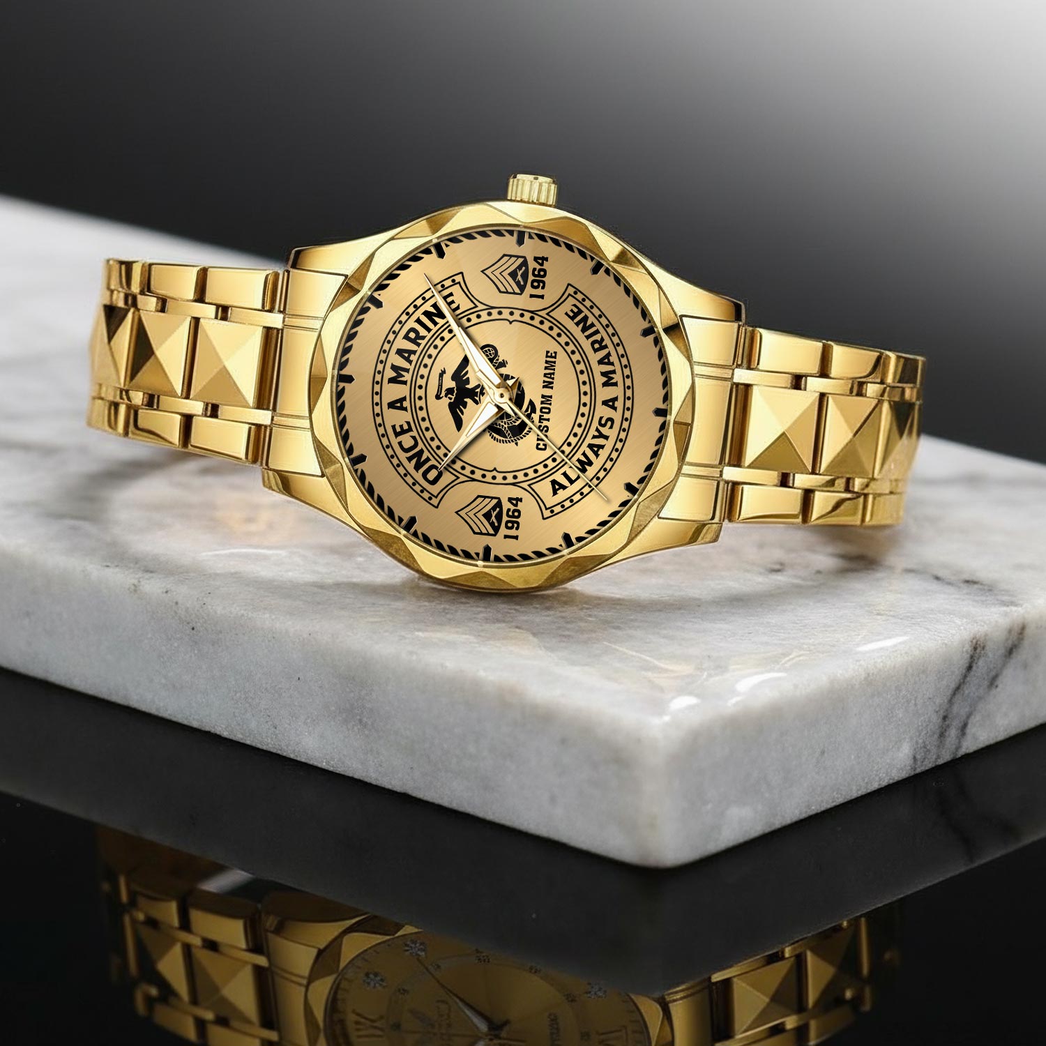 US Marine Corps, E 7 Marines Gunnery Sergeant - Diamond-Cut Bezel Watch - Image 2