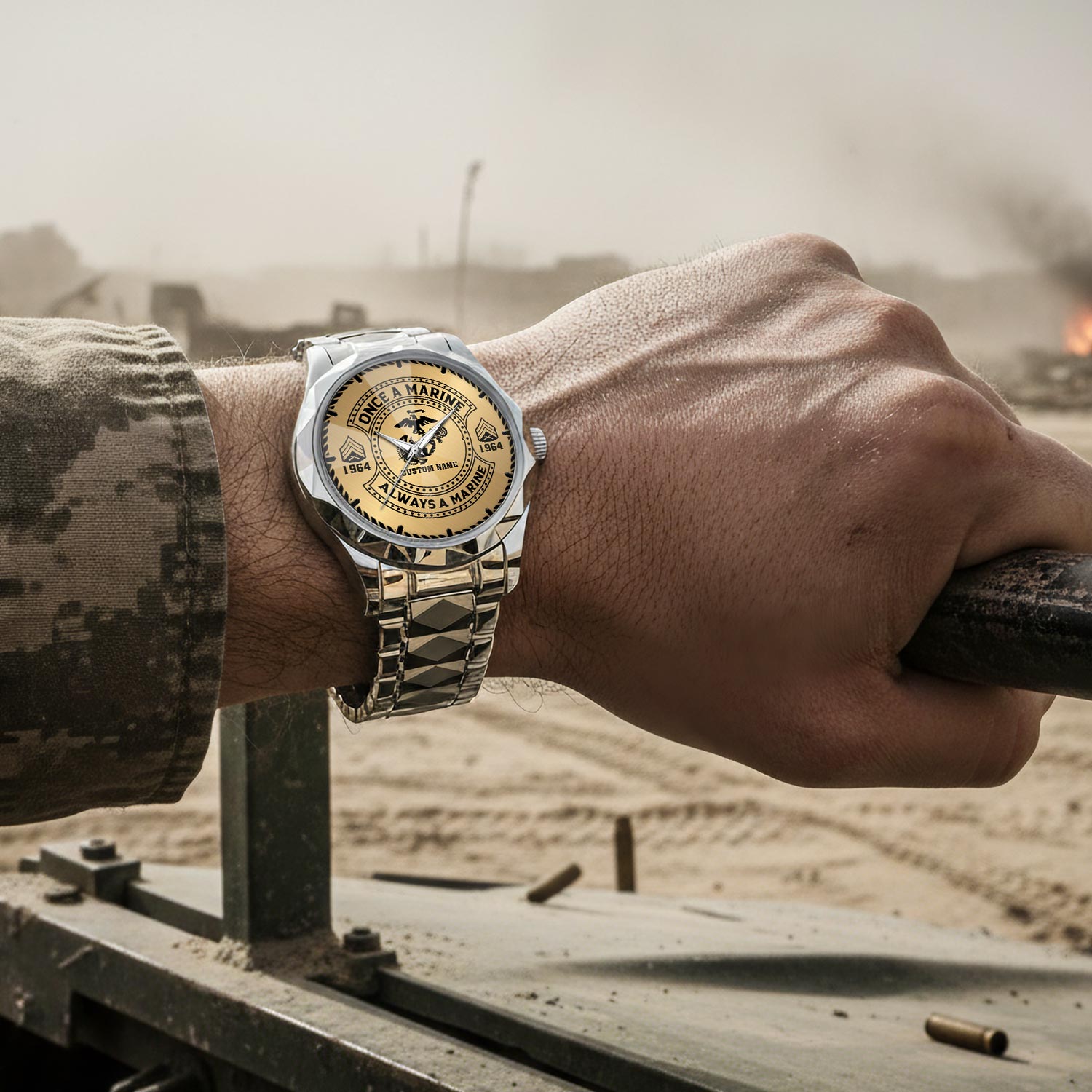 US Marine Corps, E 7 Marines Gunnery Sergeant - Diamond-Cut Bezel Watch - Image 4