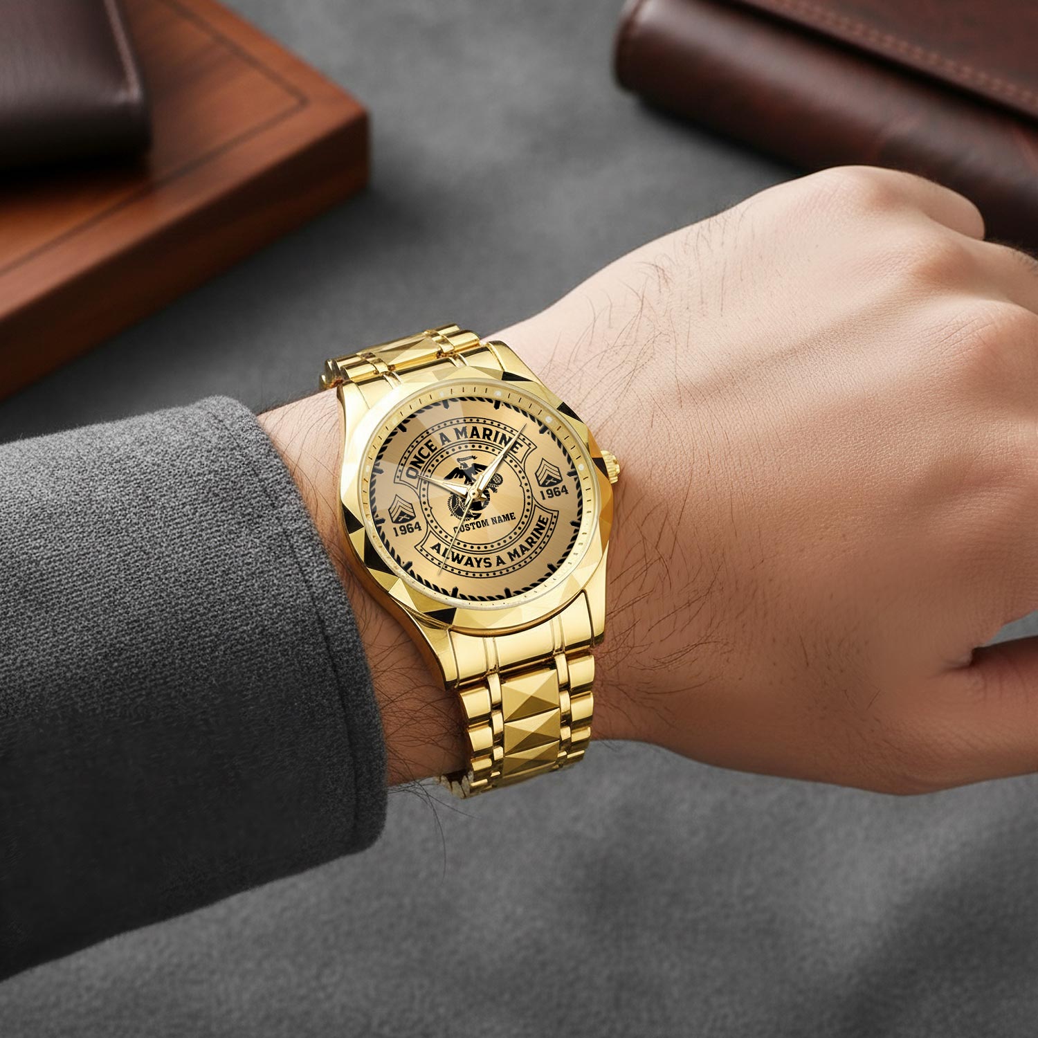 US Marine Corps, E 7 Marines Gunnery Sergeant - Diamond-Cut Bezel Watch - Image 5