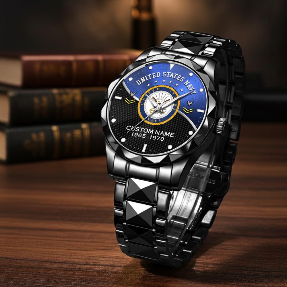 US Navy, Defender of Freedom - Diamond-Cut Bezel Watch - Image 3