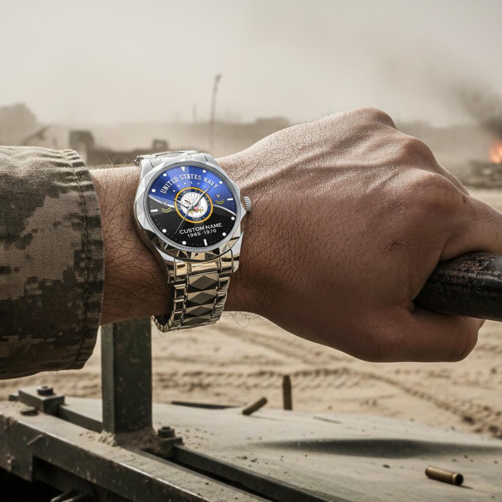 US Navy, Defender of Freedom - Diamond-Cut Bezel Watch - Image 4