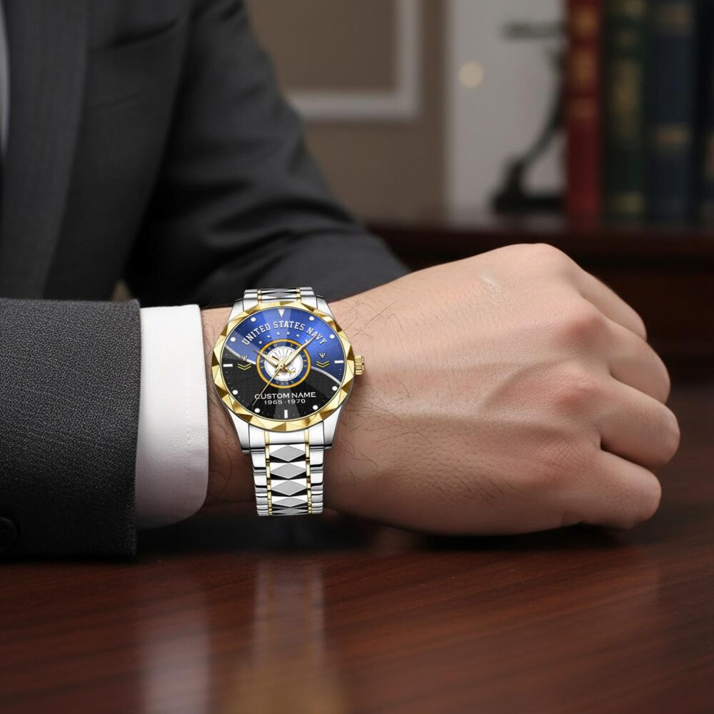 US Navy, Defender of Freedom - Diamond-Cut Bezel Watch - Image 7