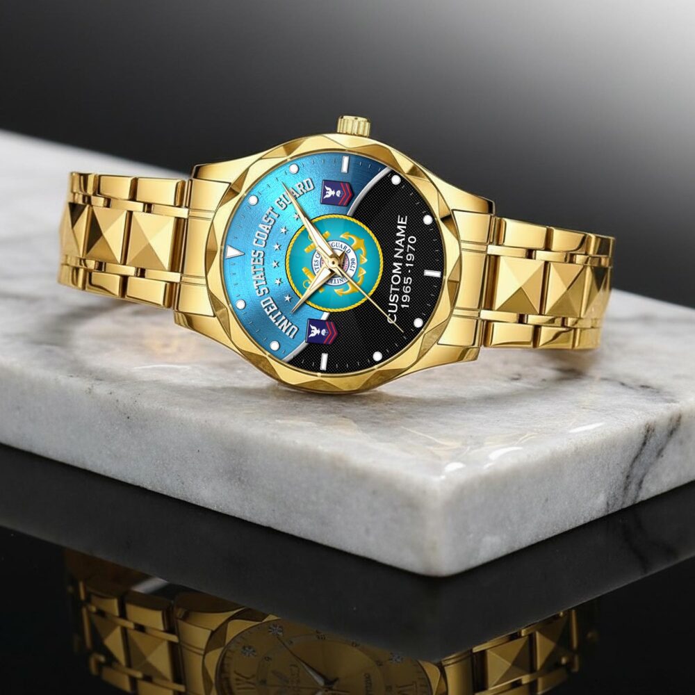 US Coast Guard, E 4 Red - Diamond-Cut Bezel Watch - Image 2