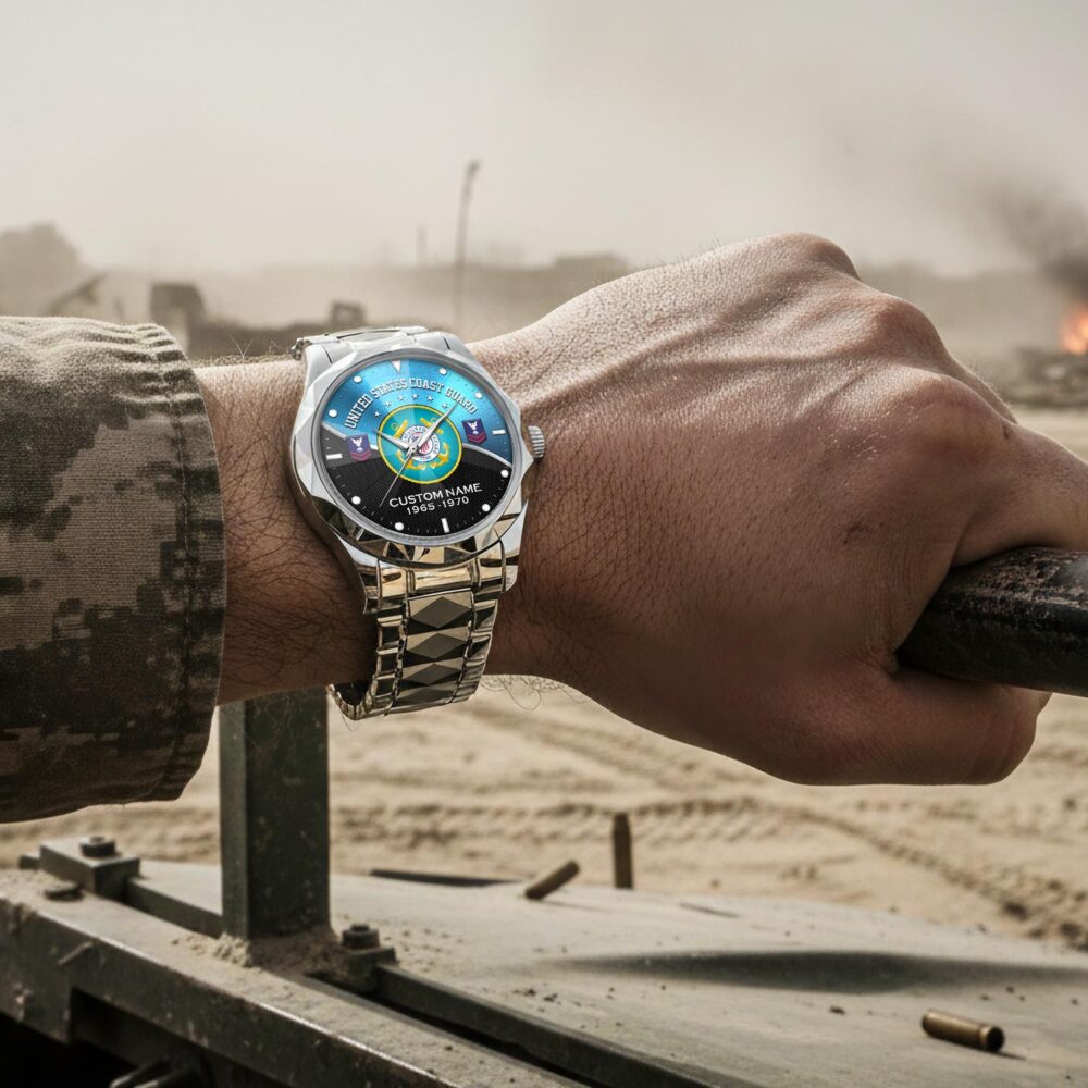 US Coast Guard, E 4 Red - Diamond-Cut Bezel Watch - Image 4