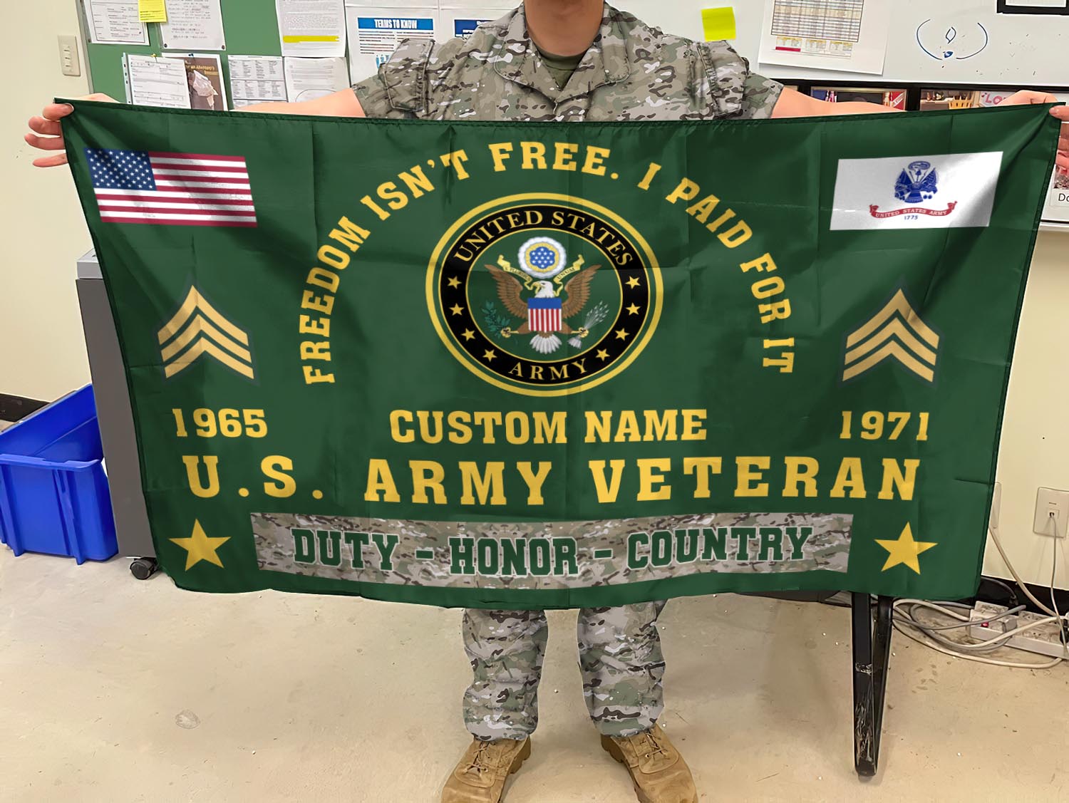 US Army, Proud Veteran - Flying Flag 3×5 Feet(90×150 Cm) - Image 3