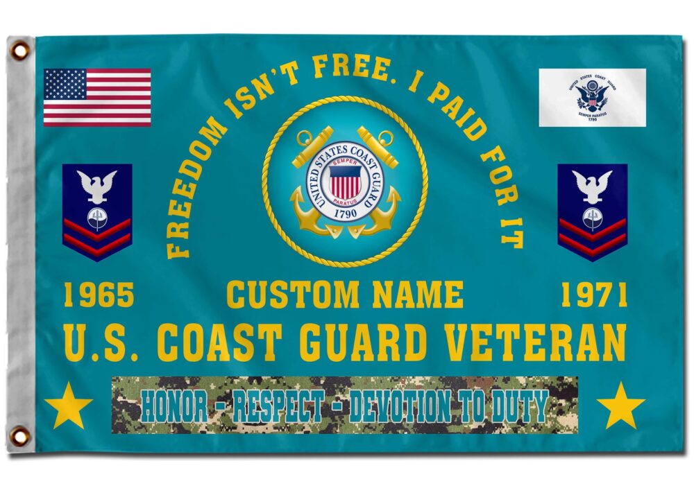 US Coast Guard, American By Birth, Veteran By Choice - Flying Flag 5×8 Feet(152×244 Cm) - Image 2