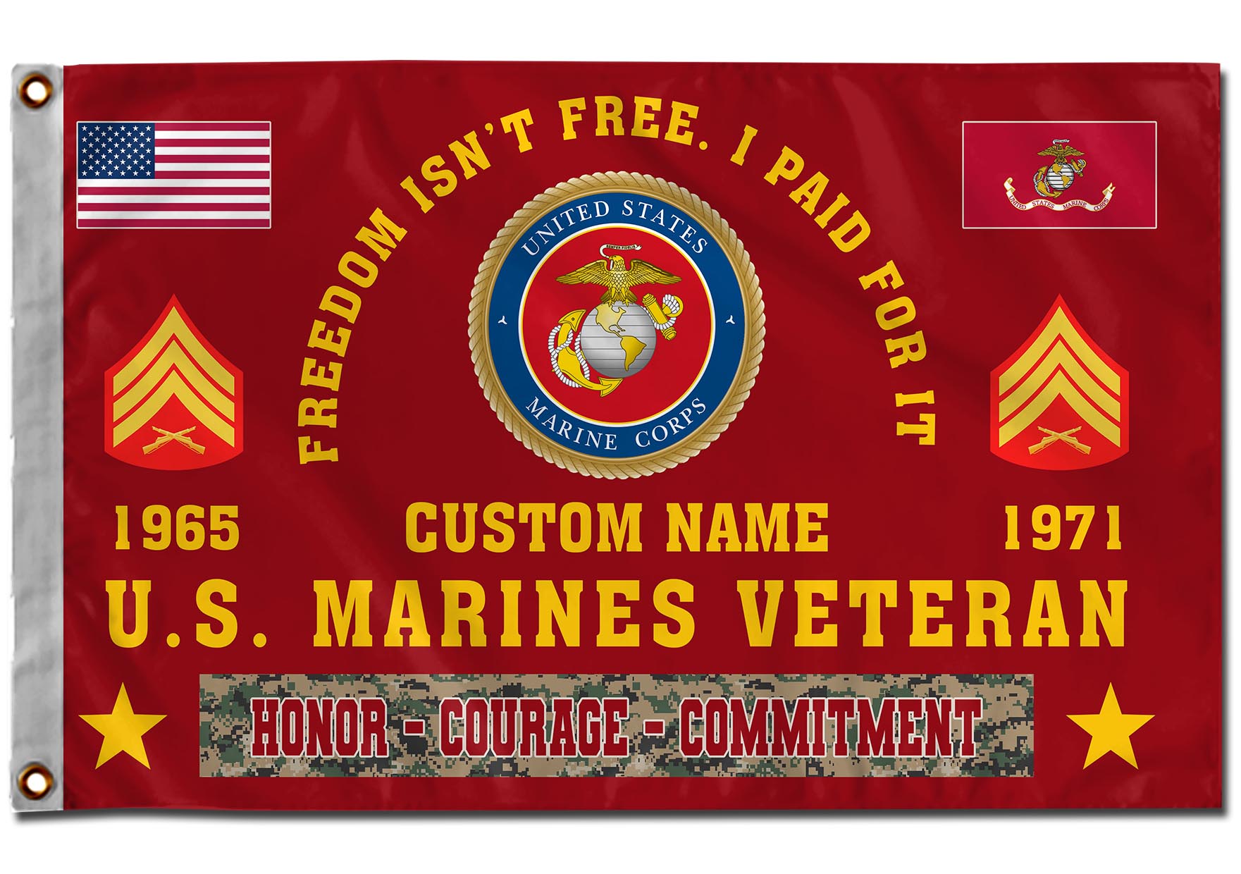 US Marine Corps, American By Birth, Veteran By Choice - Flying Flag 3×5 Feet(90×150 Cm) - Image 2