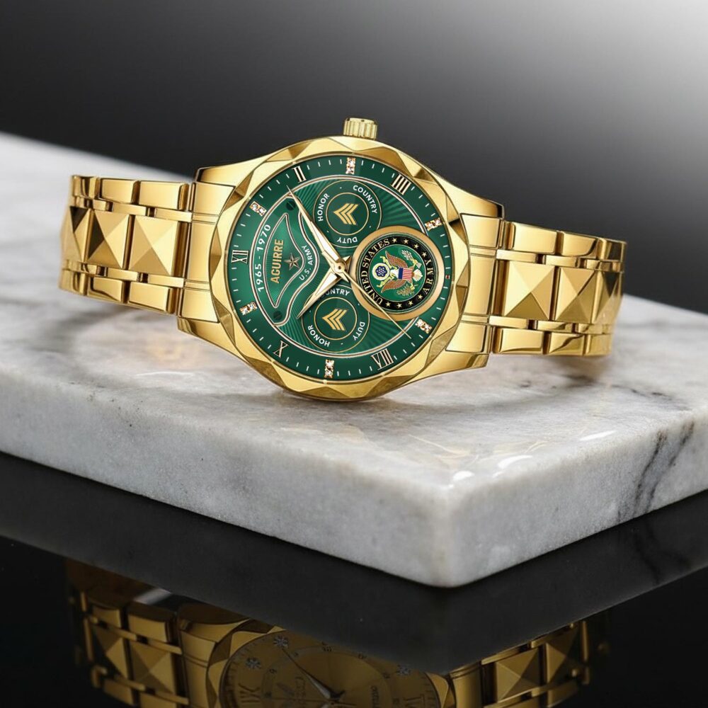 US Army, O 2 Army First Lieutenant - Diamond-Cut Bezel Watch - Image 2