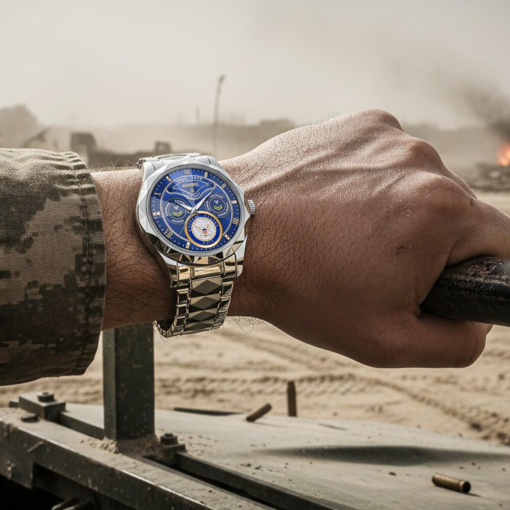 US Navy, Honor, Duty, Service - Diamond-Cut Bezel Watch - Image 4