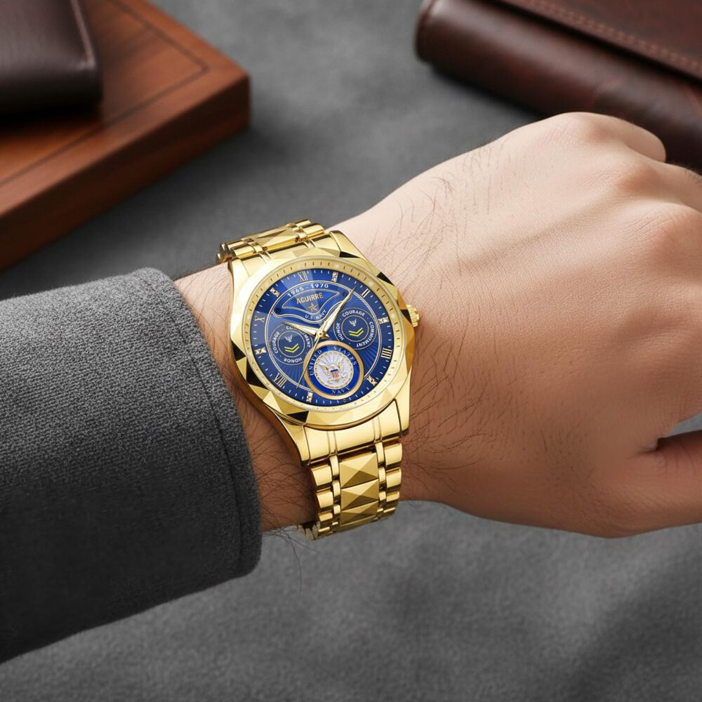 US Navy, Honor, Duty, Service - Diamond-Cut Bezel Watch - Image 5