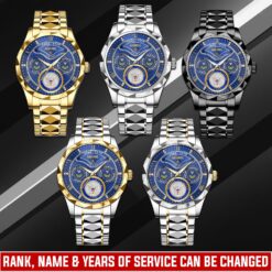 US Navy, Honor, Duty, Service - Diamond-Cut Bezel Watch