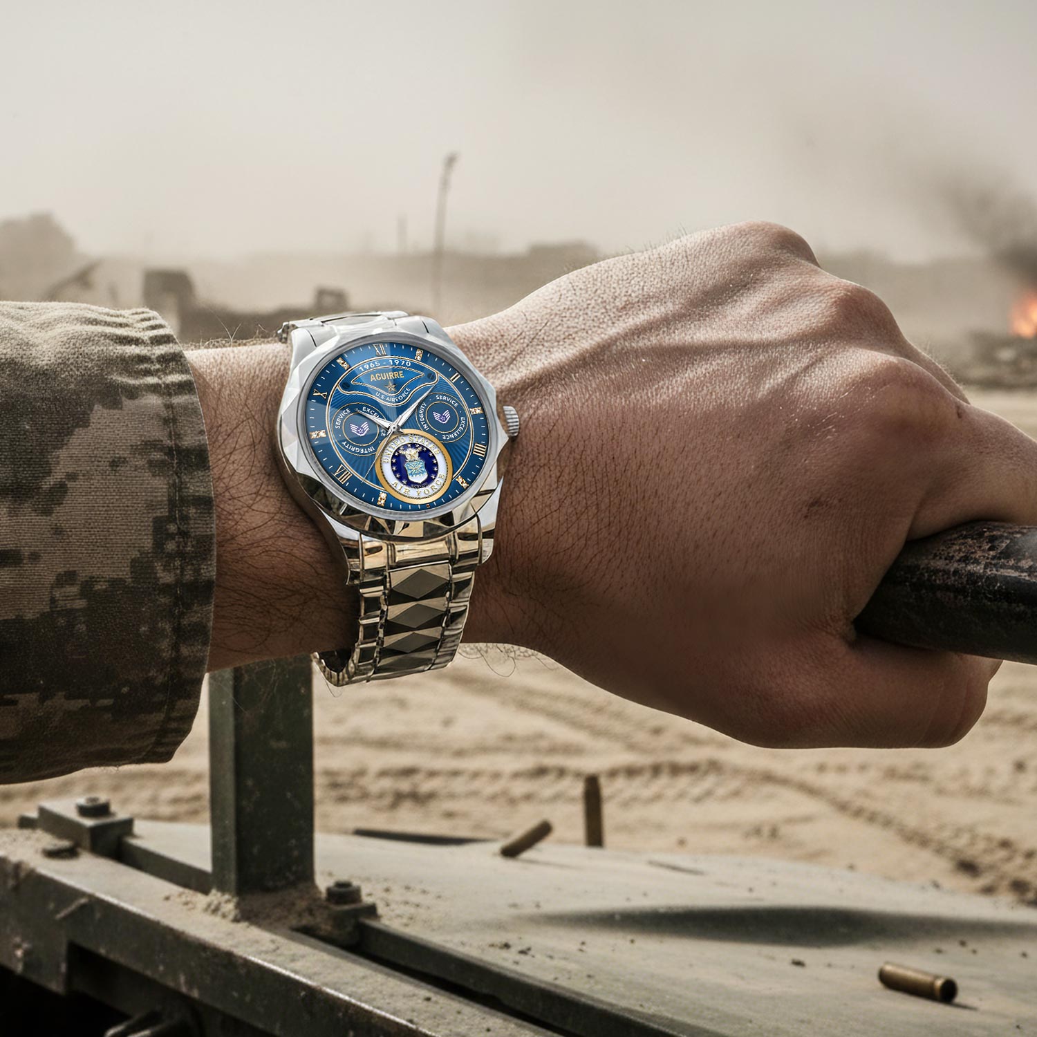 US Air Force, E 2 Air Force Airman - Diamond-Cut Bezel Watch - Image 4