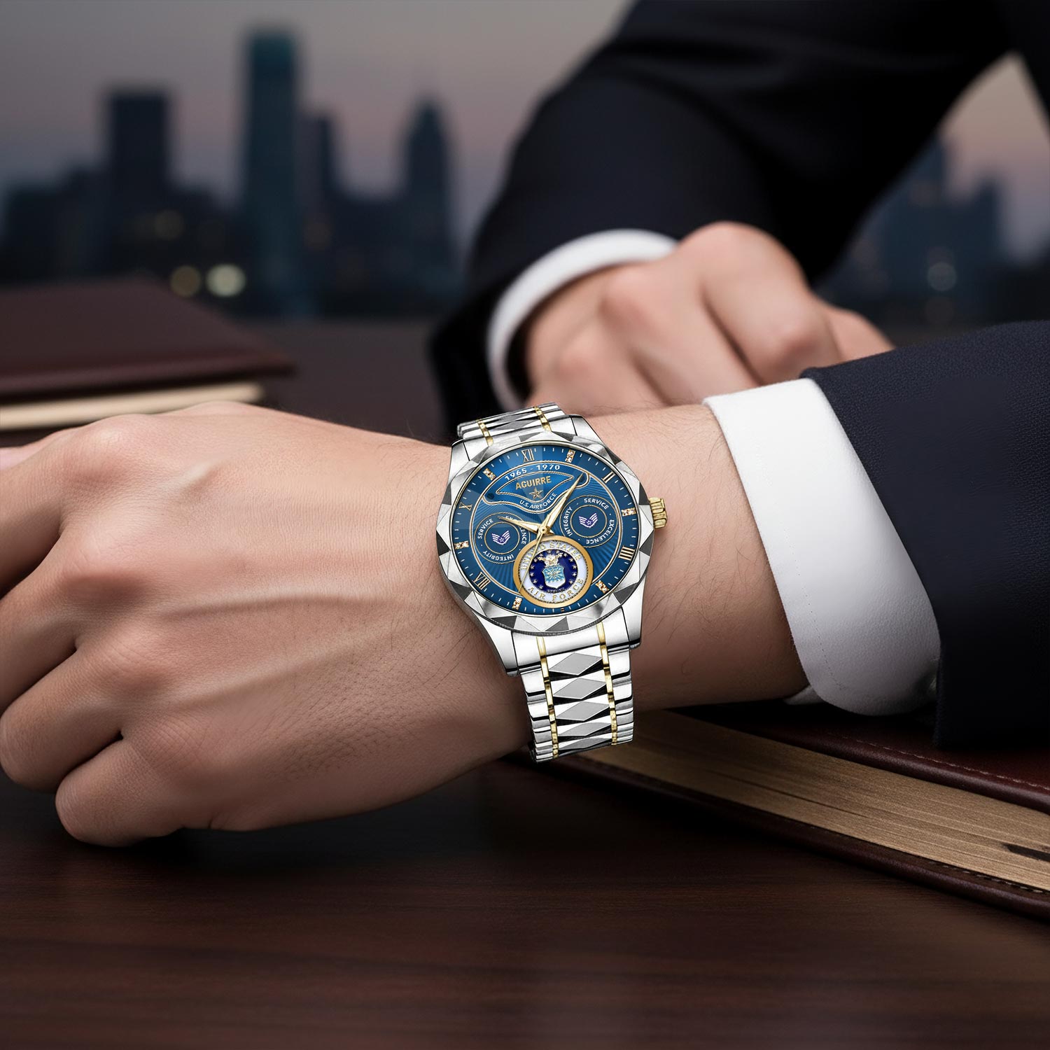 US Air Force, E 2 Air Force Airman - Diamond-Cut Bezel Watch - Image 6