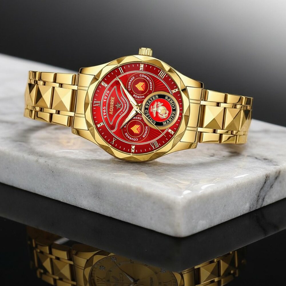 US Marine Corps, Semper Fidelis - Diamond-Cut Bezel Watch - Image 2