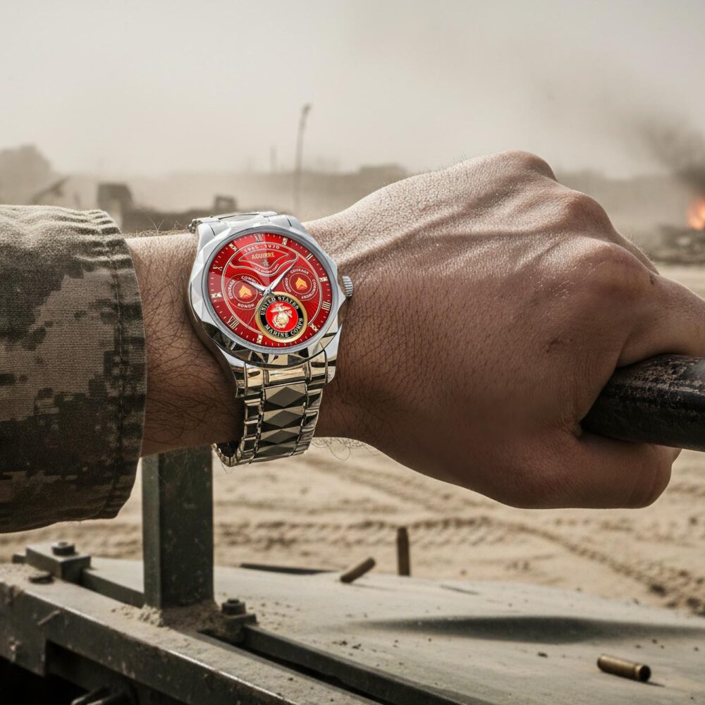 US Marine Corps, Semper Fidelis - Diamond-Cut Bezel Watch - Image 4