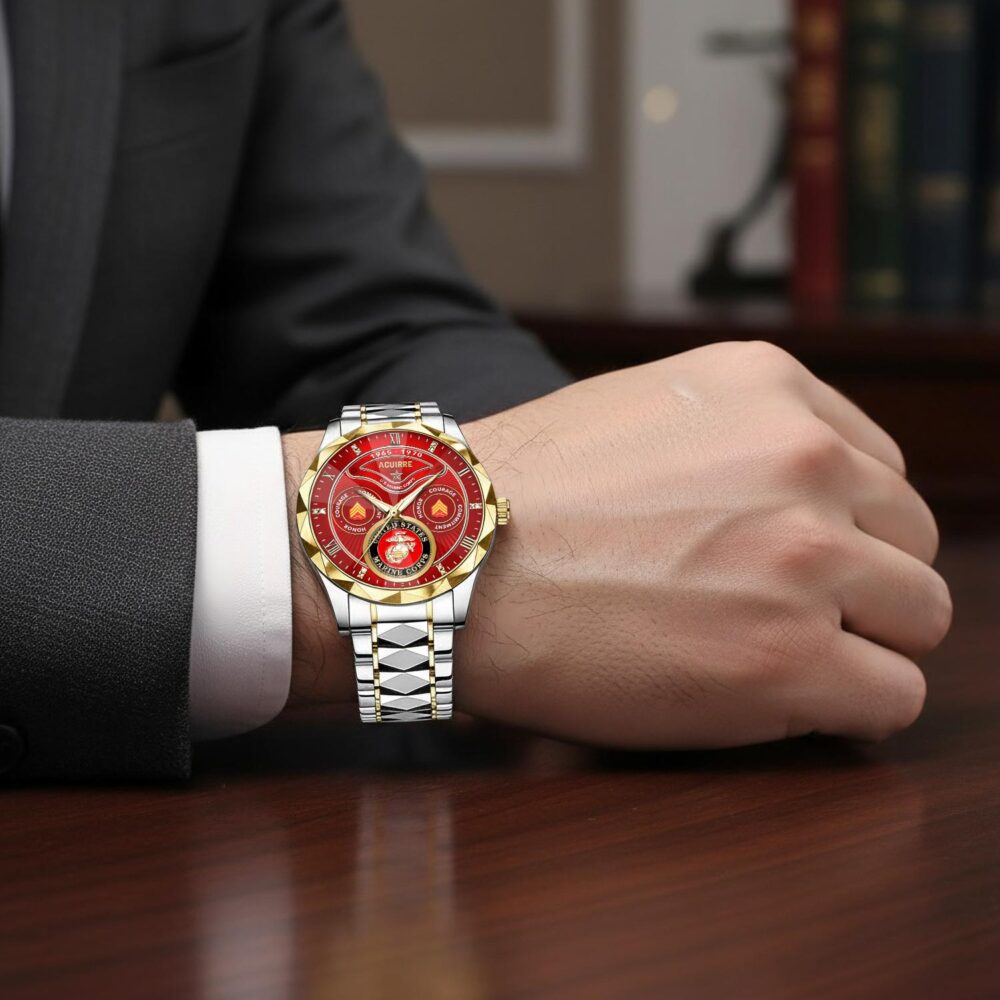 US Marine Corps, Semper Fidelis - Diamond-Cut Bezel Watch - Image 7