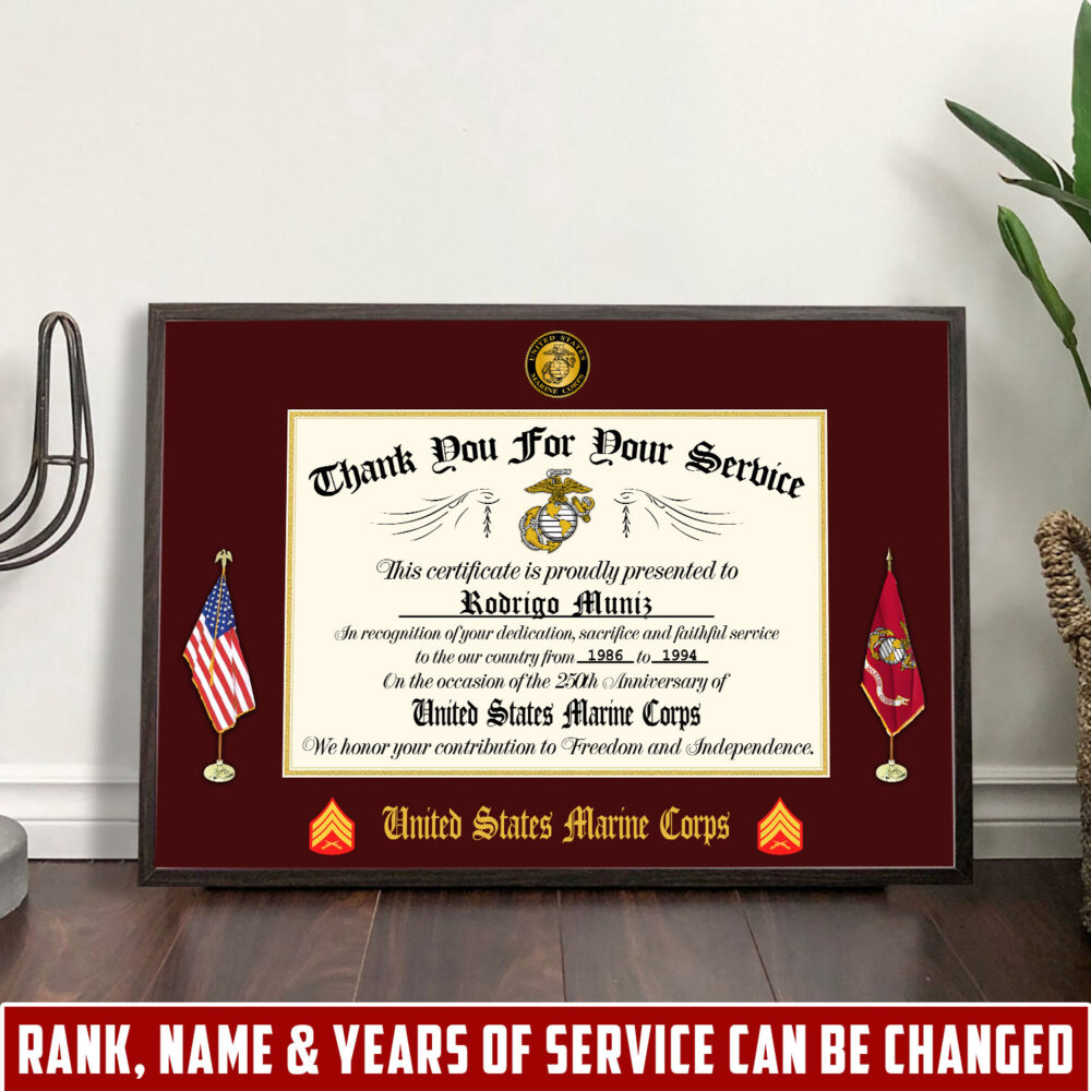 US Marine Corps, E 2 Marines Private First Class - Poster With Frame 16x12in (Recommended)
