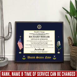 US Navy, E 3 Red - Poster With Frame 10x8in (Recommended)