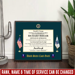 US Coast Guard, E 7 Gold - Poster With Frame 10x8in (Recommended)