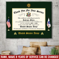 US Army, E 7 Army Master Specialist - Canvas (With Frame) 10x8in