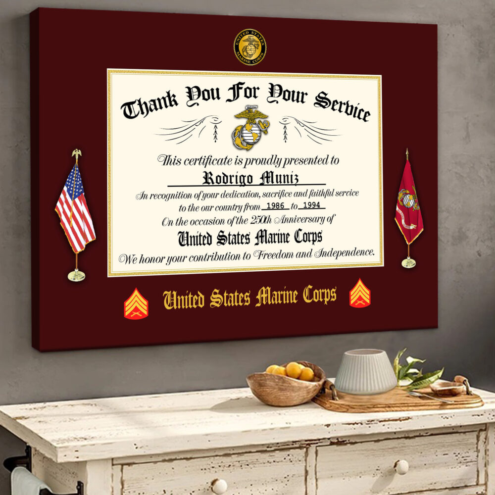 US Marine Corps, I Walked The Walk - Canvas (With Frame) 16x12in - Image 2