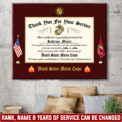 US Marine Corps, Land Of The Free, Because Of The Brave - Canvas (With Frame) 10x8in