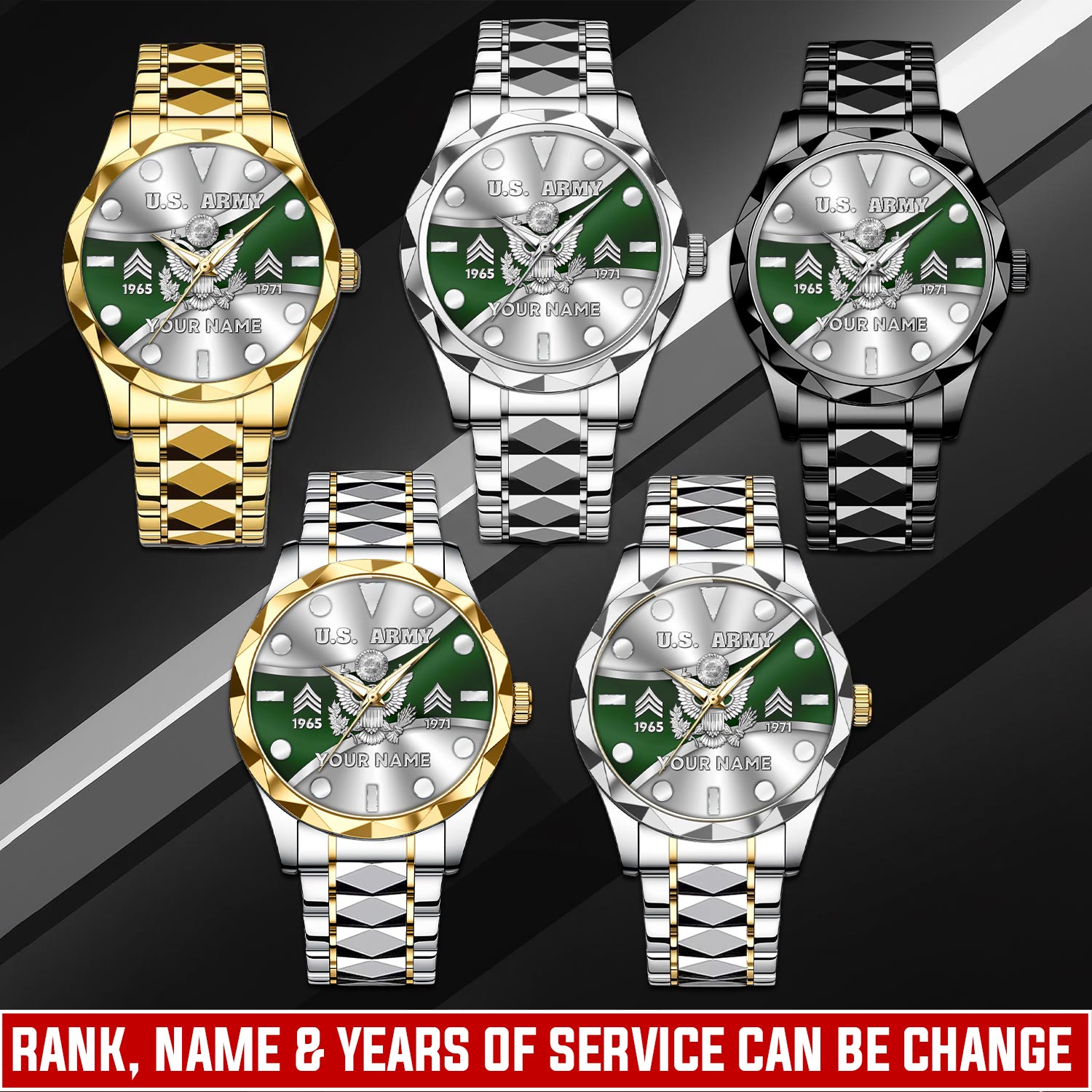 US Army - Diamond-Cut Bezel Watch