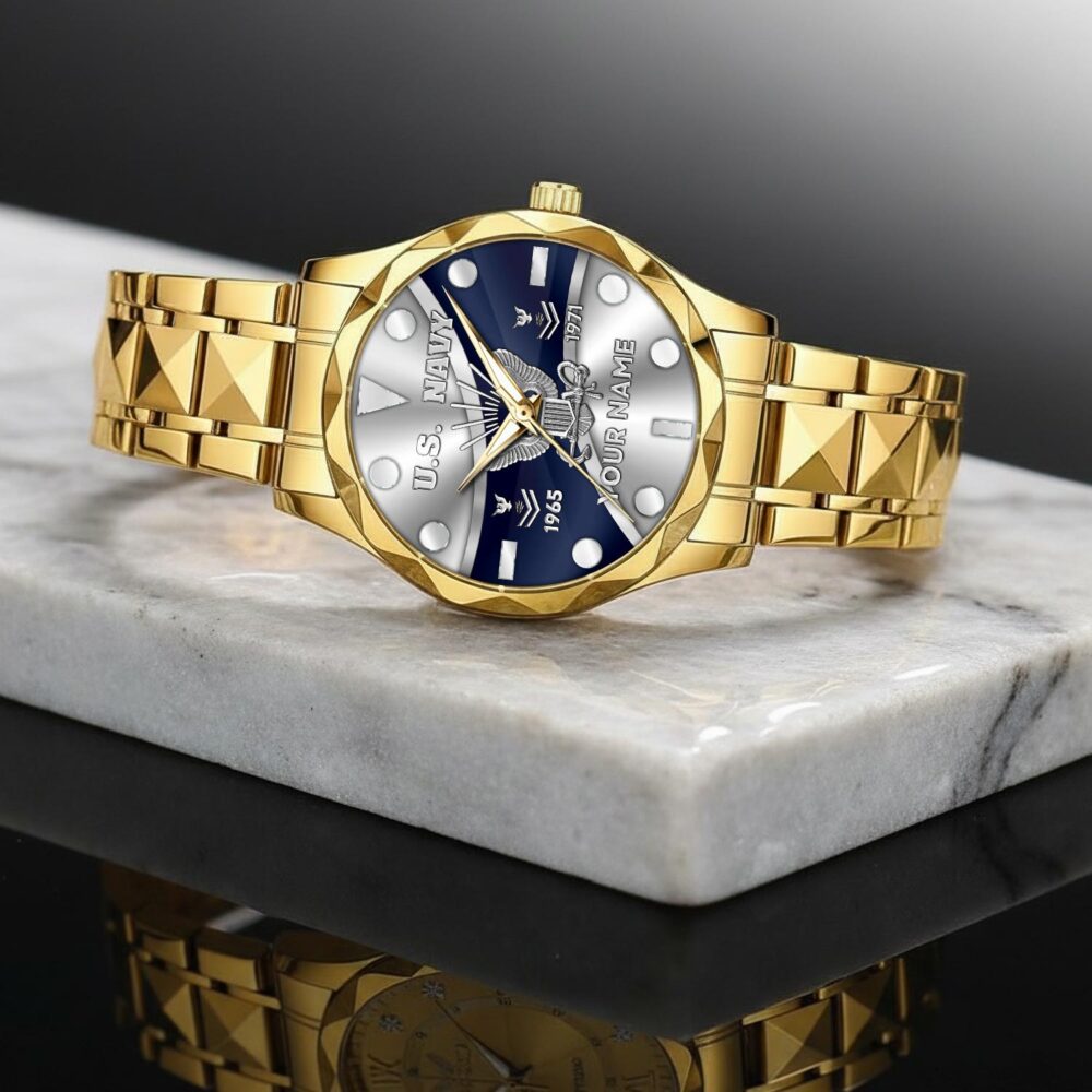 US Navy, E 2 White - Diamond-Cut Bezel Watch - Image 2