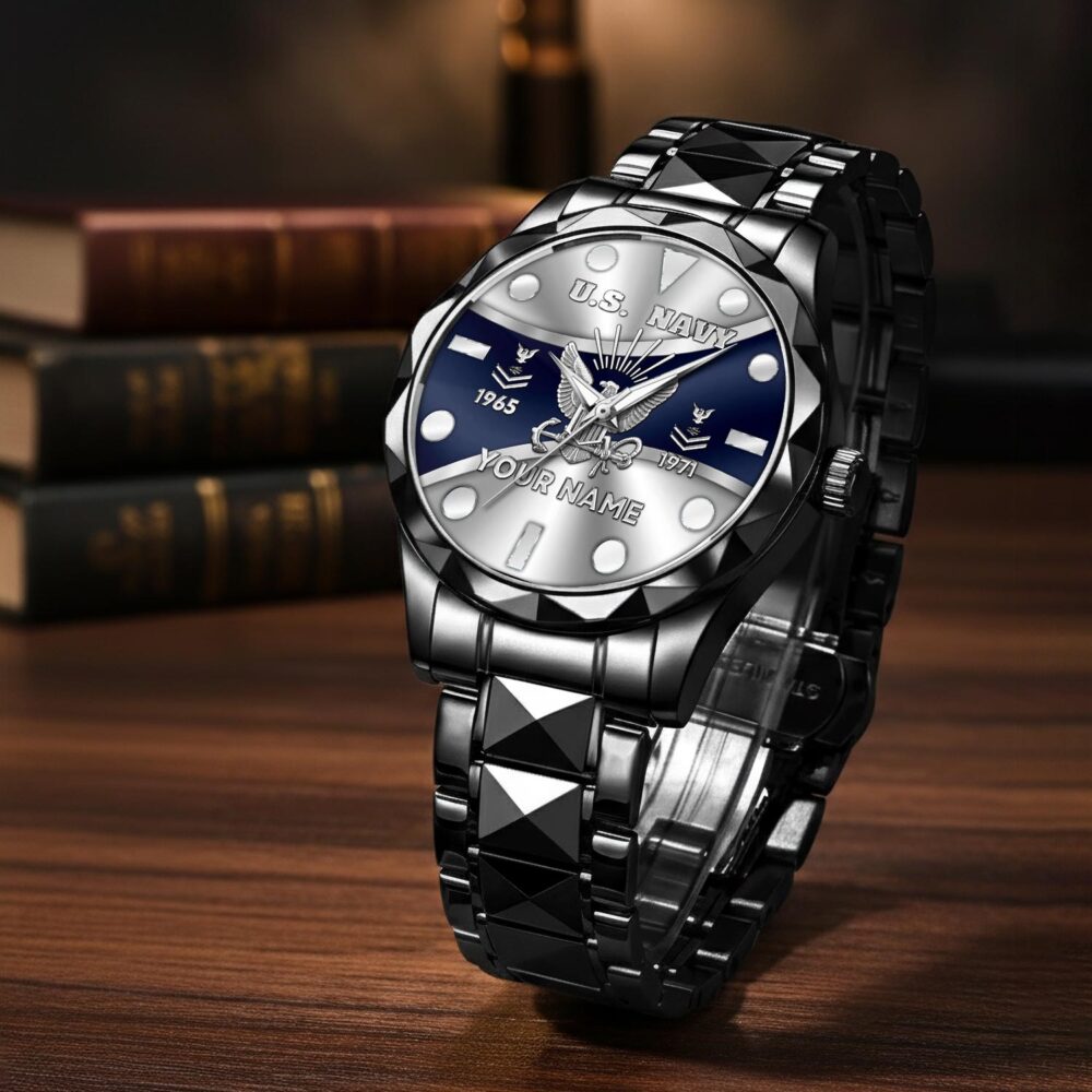 US Navy, E 2 White - Diamond-Cut Bezel Watch - Image 3