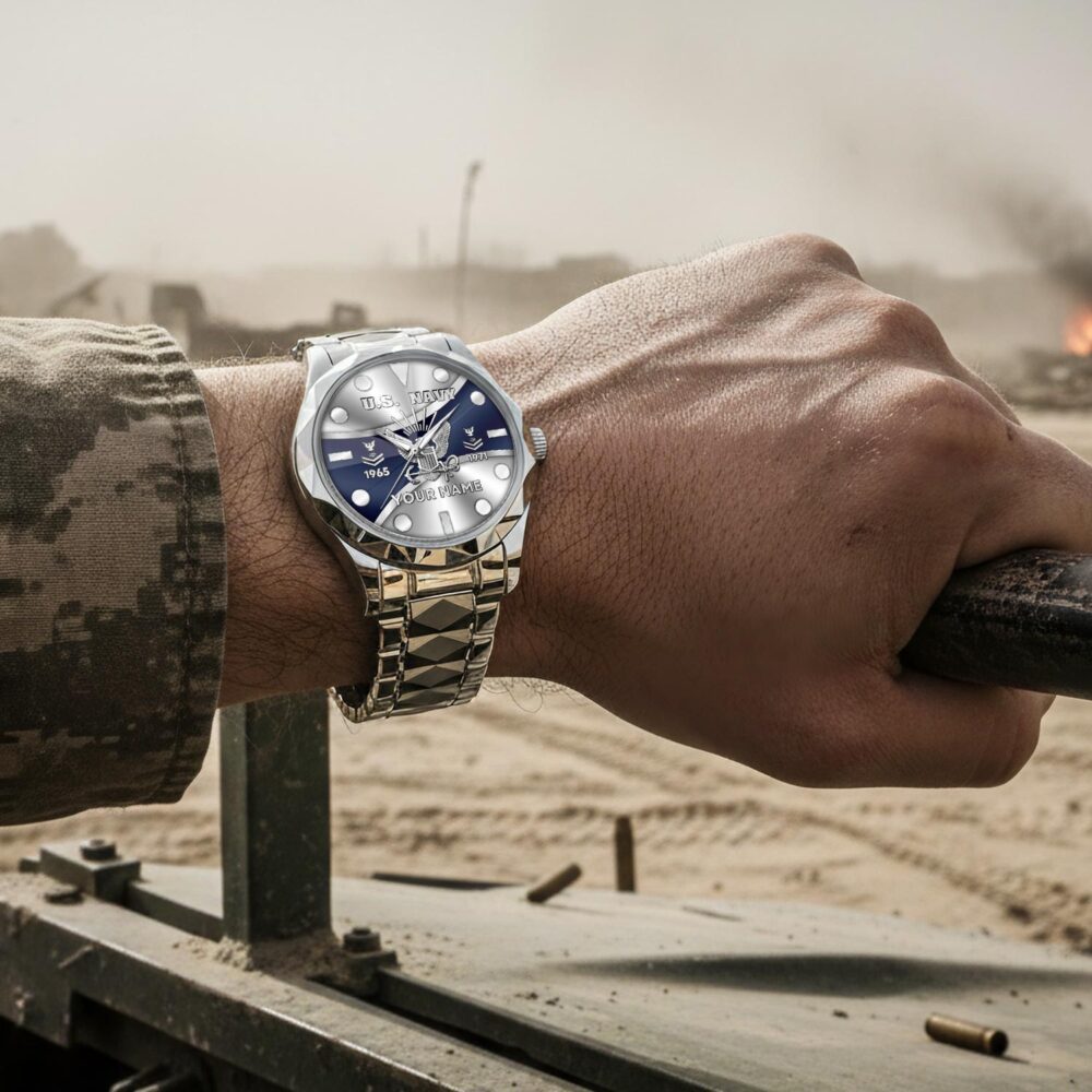 US Navy, E 2 White - Diamond-Cut Bezel Watch - Image 4