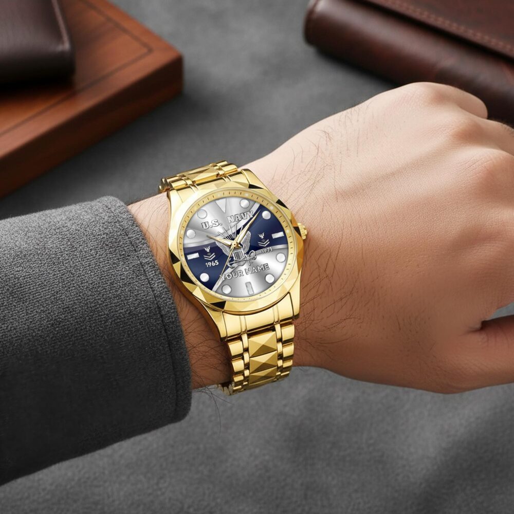 US Navy, E 2 White - Diamond-Cut Bezel Watch - Image 5