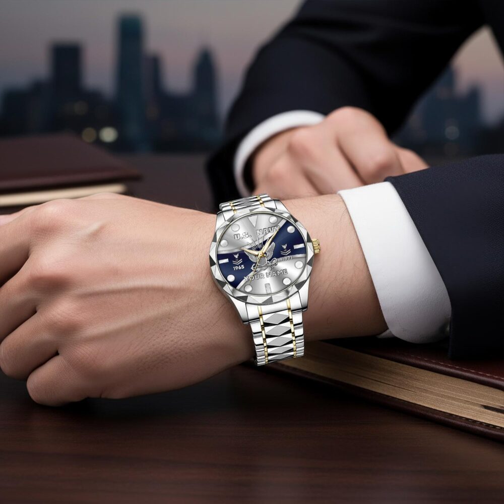 US Navy, E 2 White - Diamond-Cut Bezel Watch - Image 6