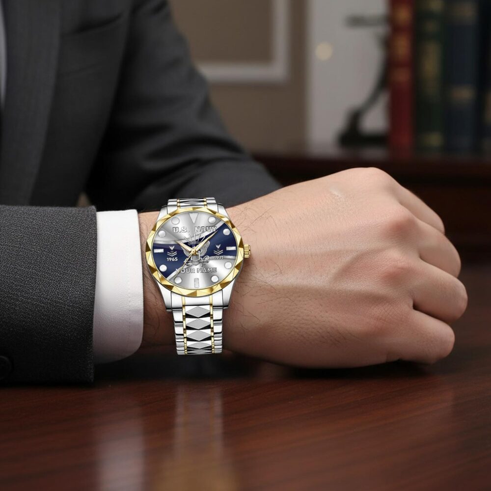 US Navy, E 2 White - Diamond-Cut Bezel Watch - Image 7