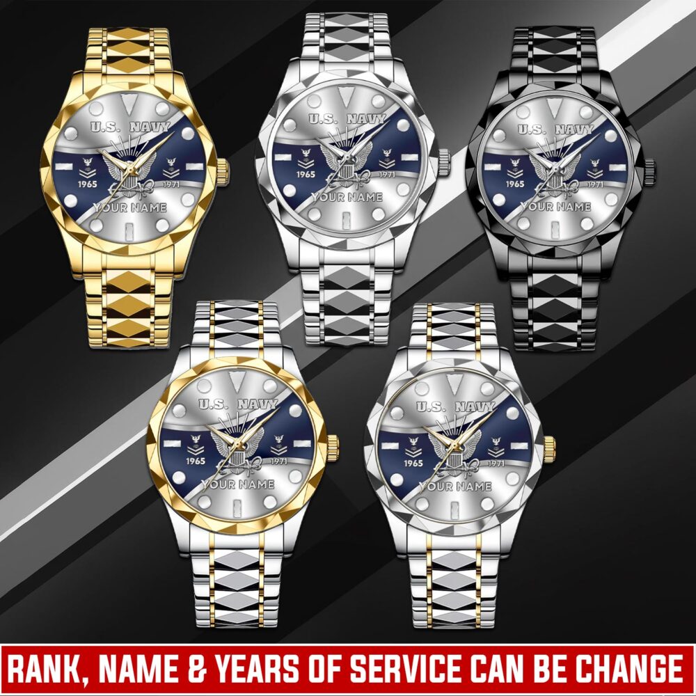 US Navy, E 2 White - Diamond-Cut Bezel Watch