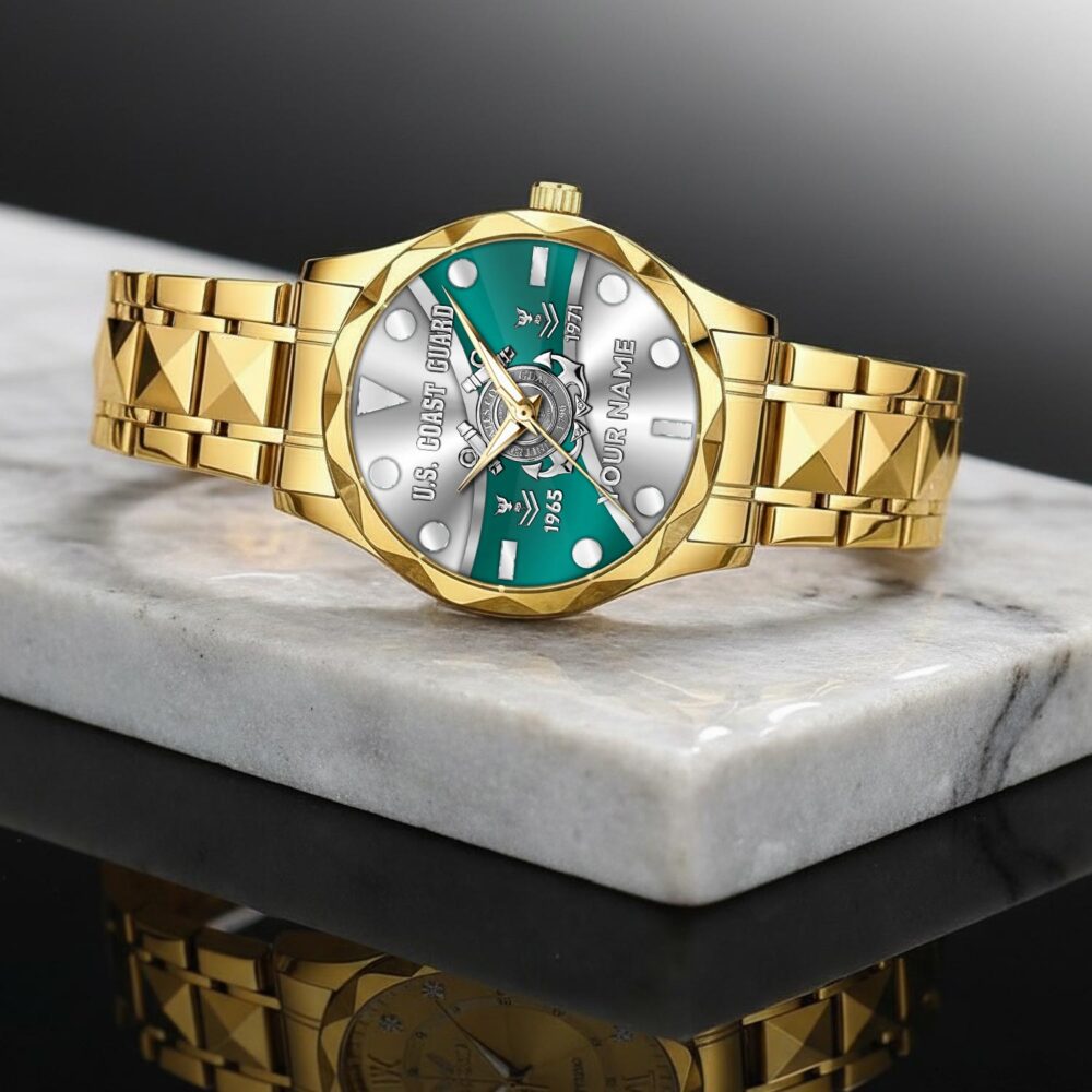 US Coast Guard, Thank a Veteran - Diamond-Cut Bezel Watch - Image 2