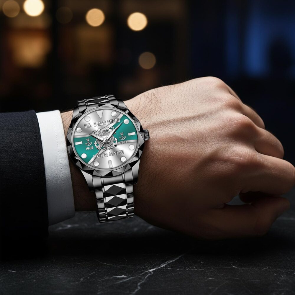 US Coast Guard, Thank a Veteran - Diamond-Cut Bezel Watch - Image 8