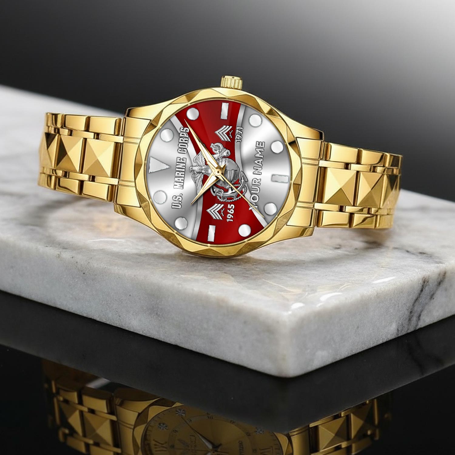 US Marine Corps - Diamond-Cut Bezel Watch - Image 2