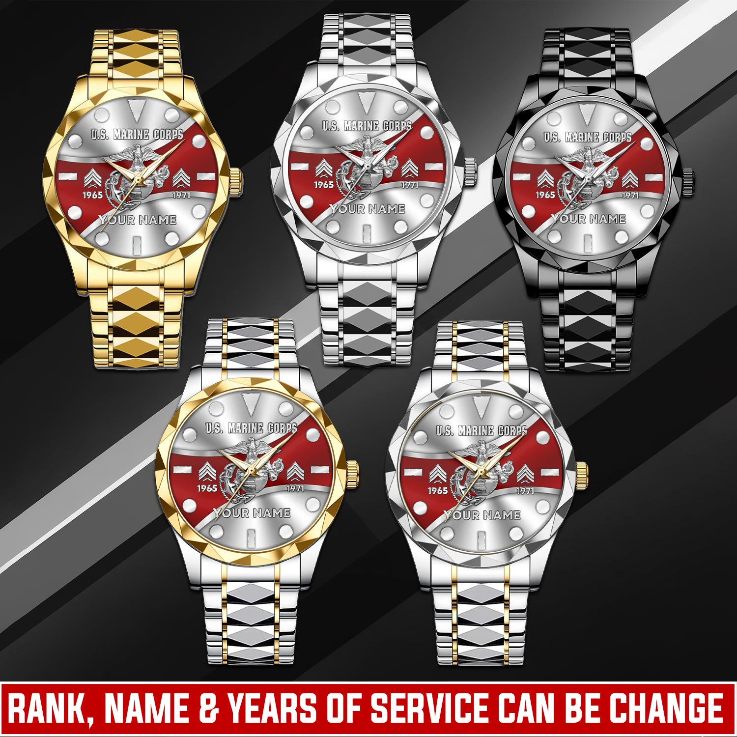 US Marine Corps - Diamond-Cut Bezel Watch