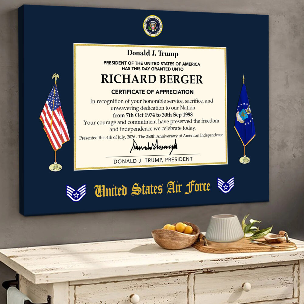 US Air Force, E 5 Air Force Staff Sergeant - Canvas (With Frame) 10x8in - Image 2