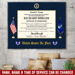 US Air Force, E 5 Air Force Staff Sergeant - Canvas (With Frame) 10x8in