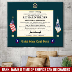 US Coast Guard, Proud To Have Served - Canvas (With Frame) 10x8in