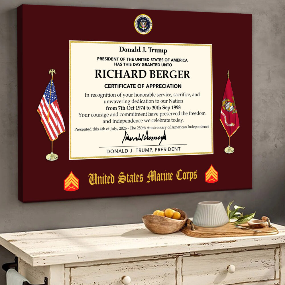 US Marine Corps, E 6 Marines Staff Sergeant - Canvas (With Frame) 20x16in - Image 2