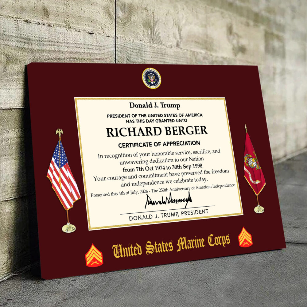 US Marine Corps, E 6 Marines Staff Sergeant - Canvas (With Frame) 20x16in - Image 3