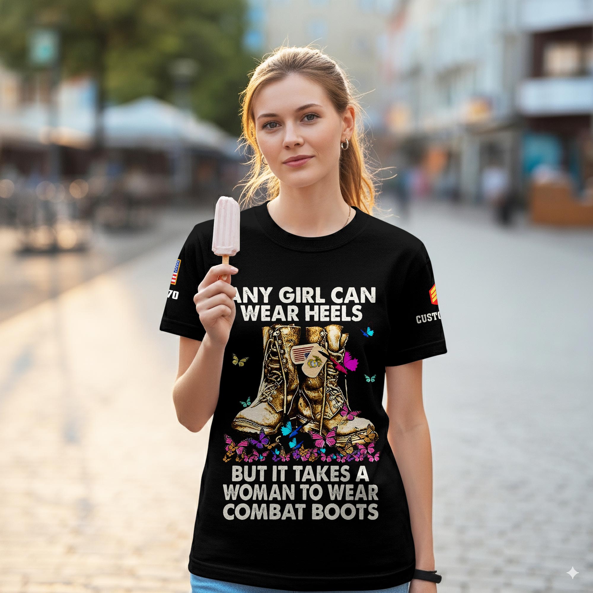 US Marine Corps, American By Birth, Veteran By Choice - Women T-Shirt - Image 2