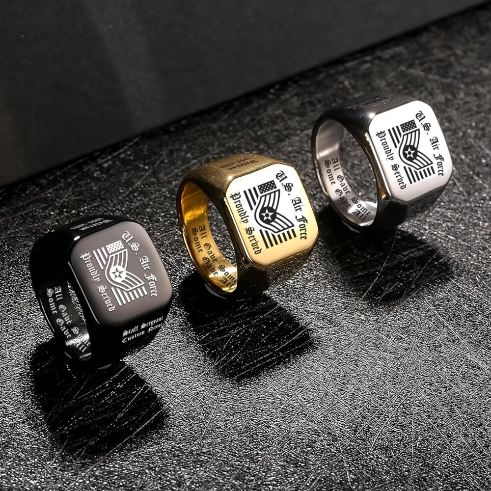 US Air Force , Duty, Honor, Country - Engraved Men's Ring - Image 7