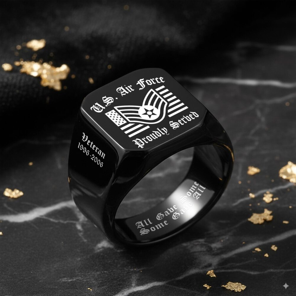 US Air Force , Duty, Honor, Country - Engraved Men's Ring - Image 8