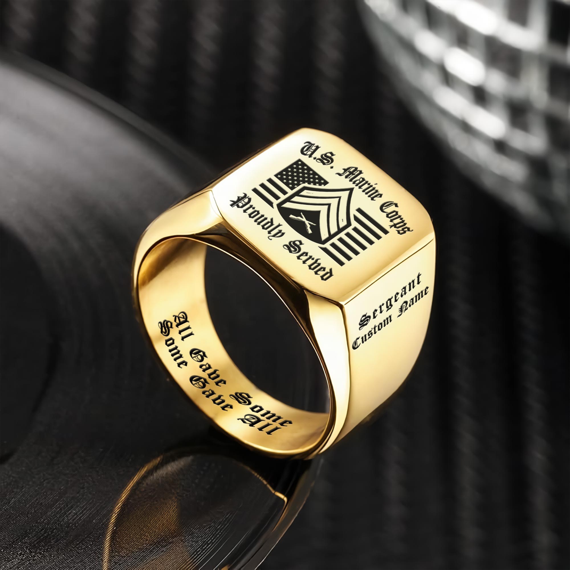 US Marine Corps, W 3 Marines Chief Warrant Officer 3 - Engraved Men's Ring - Image 2