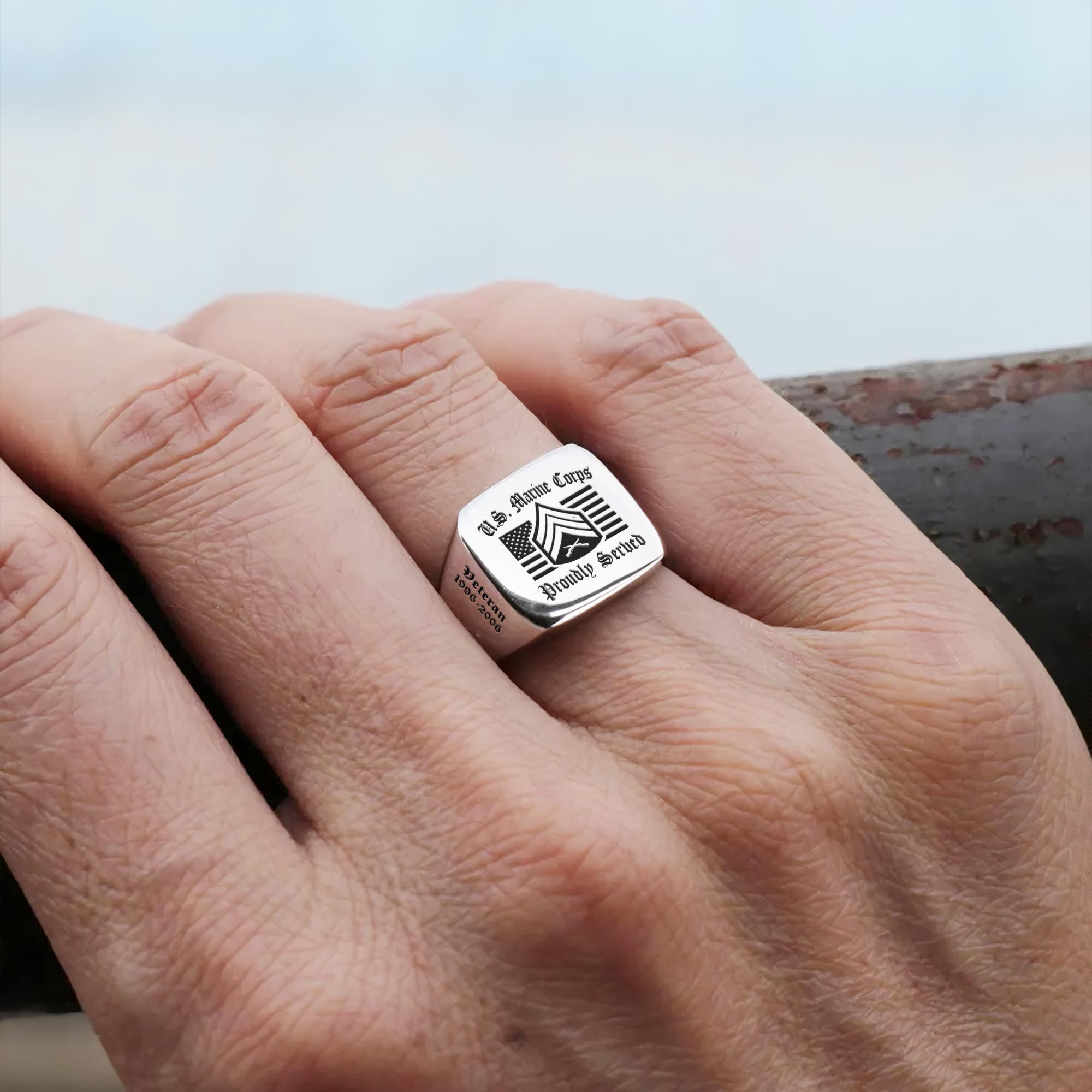 US Marine Corps, W 3 Marines Chief Warrant Officer 3 - Engraved Men's Ring - Image 6