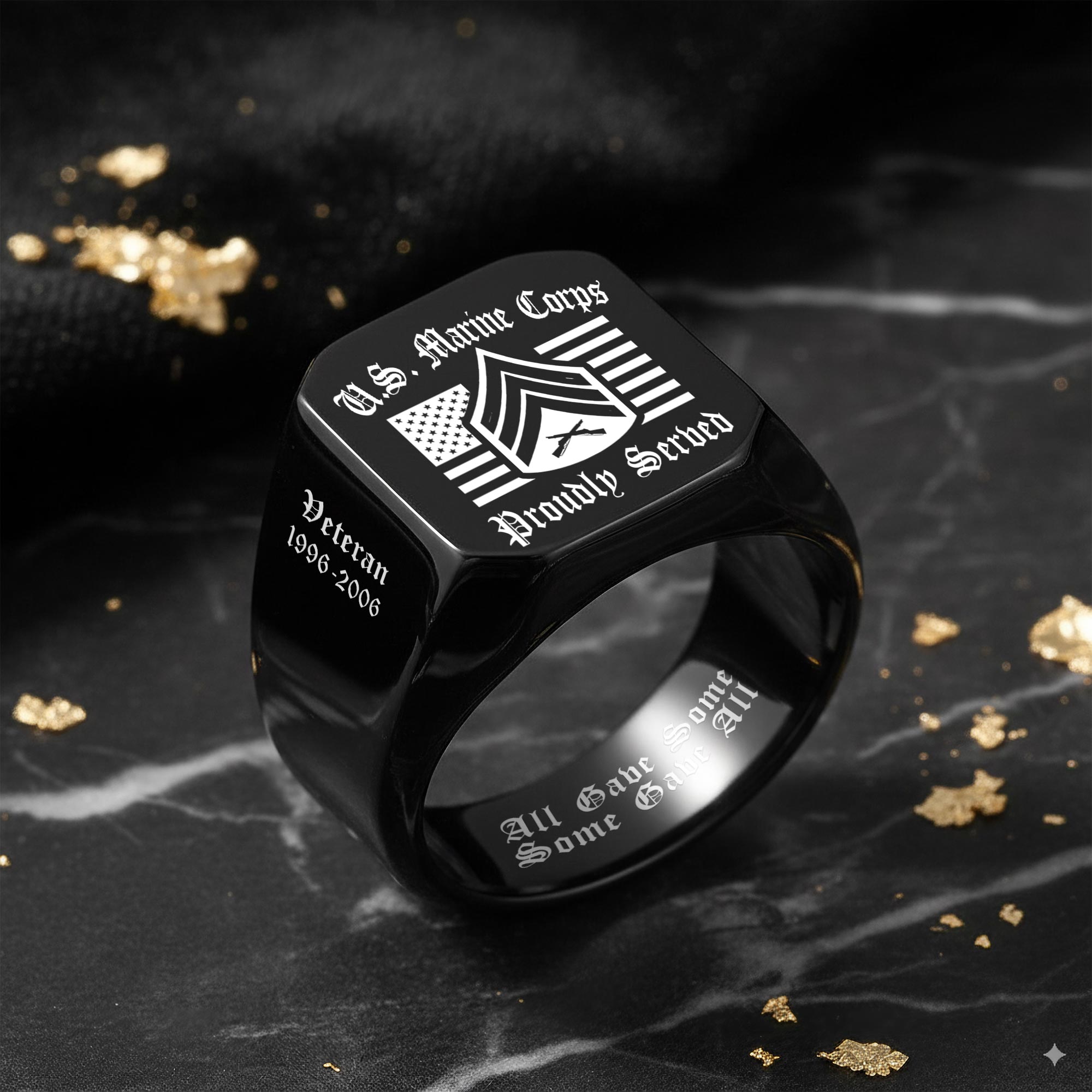 US Marine Corps, W 3 Marines Chief Warrant Officer 3 - Engraved Men's Ring - Image 8